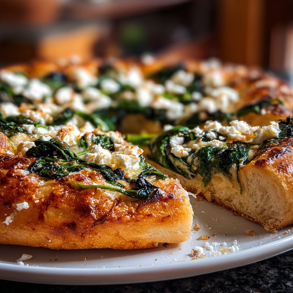 Pizza mit Spinat und Feta