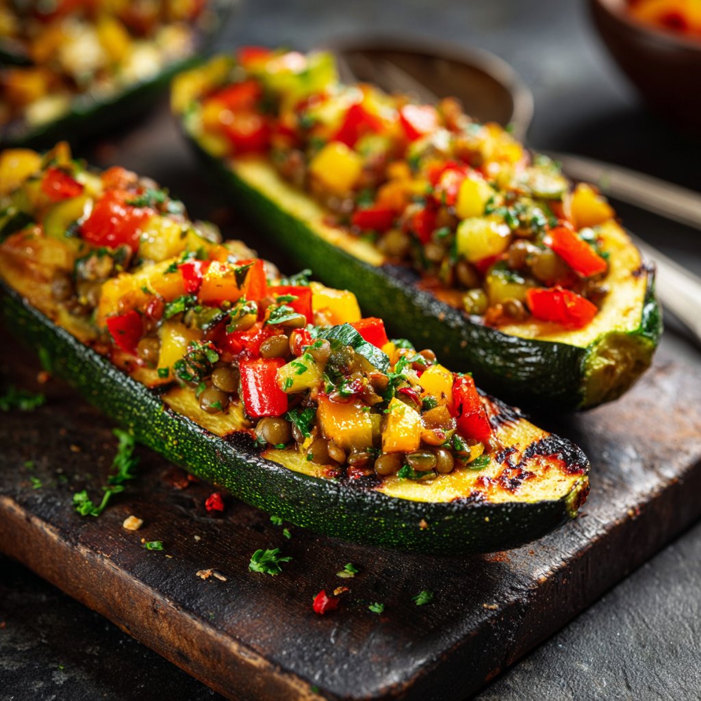 Gefüllte Zucchini mit Linsen
