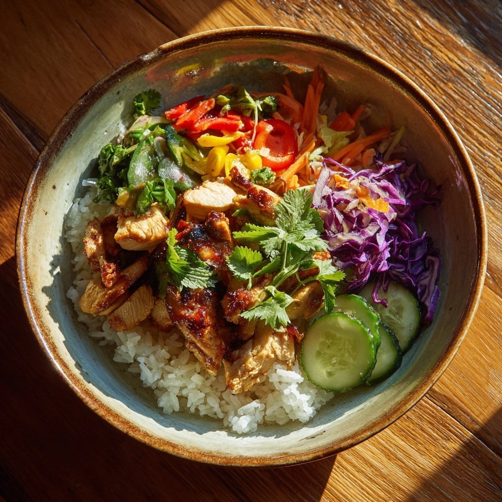 Kalorienarme Hähnchen Bowl Mit Reis