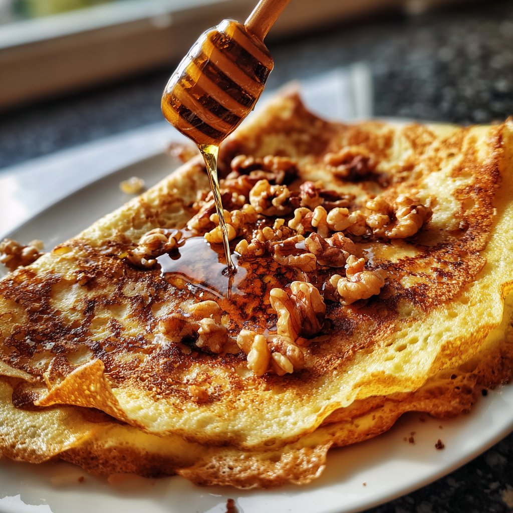 Pfannkuchen mit Honig und Nüssen