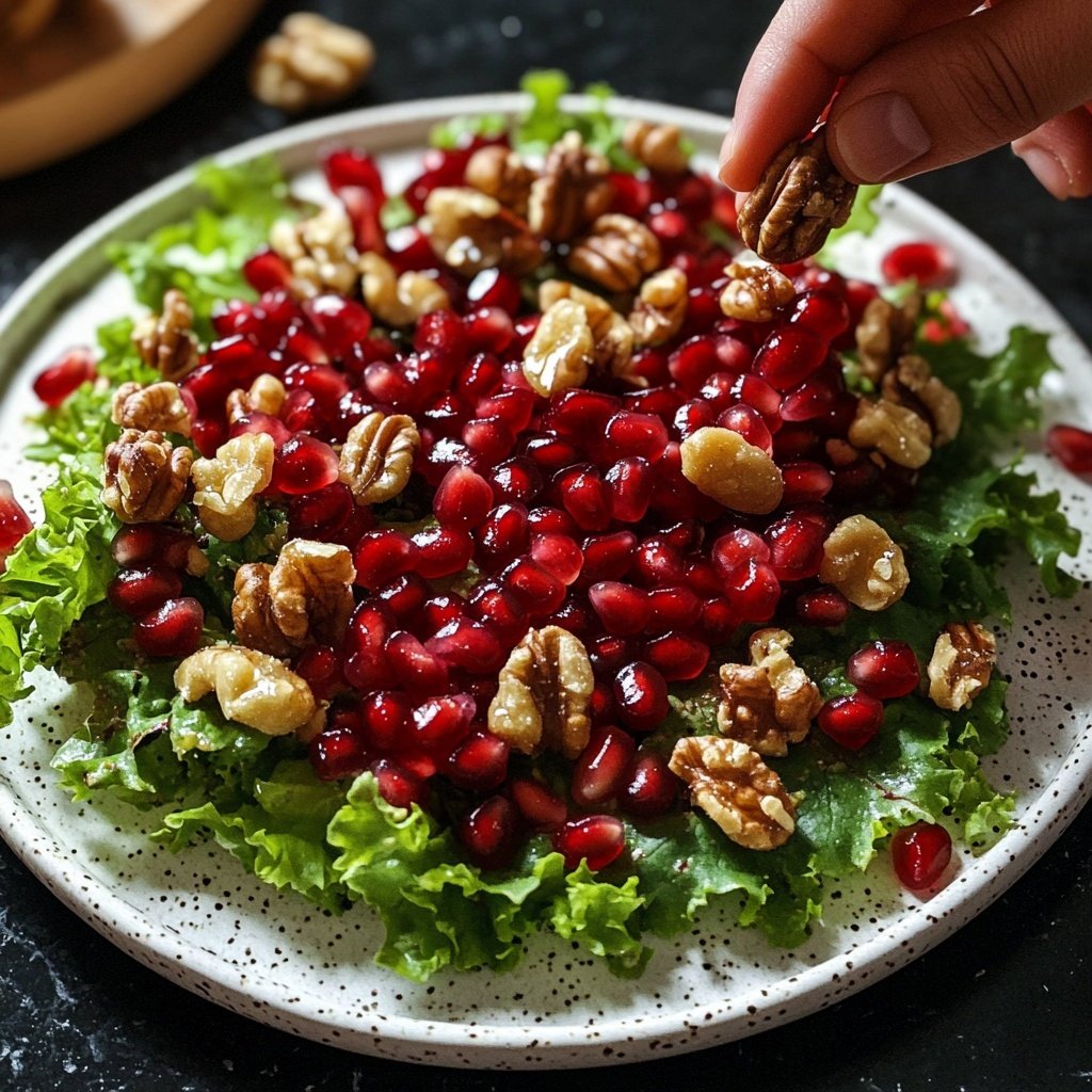 Grünkohlsalat mit Granatapfel und Walnüssen